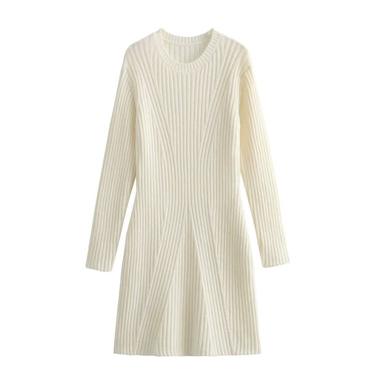 Damen Strickkleid mit modernem Rippendesign EB