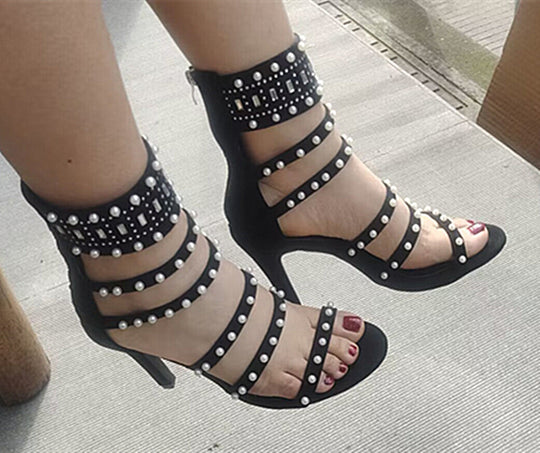 Damen elegante Stilettosandalen mit modischen Applikationen EB