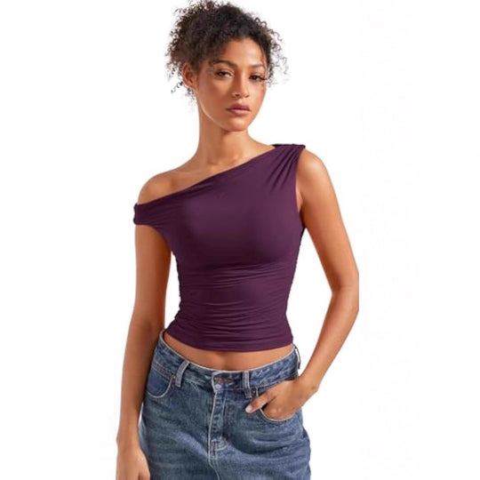 Damen figurbetontes Oberteil mit asymmetrischem Ausschnitt R&B