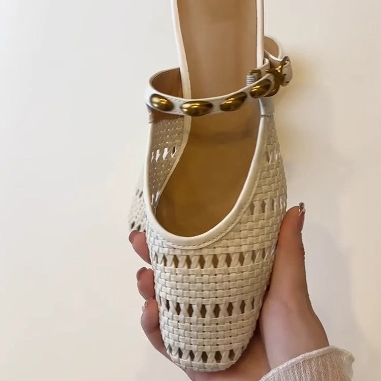Damen Elegante und atmungsaktive Pantoletten mit modischem Riemchen-Design EB