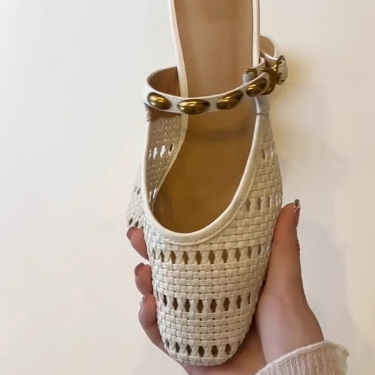 Damen Elegante und atmungsaktive Pantoletten mit modischem Riemchen-Design EB