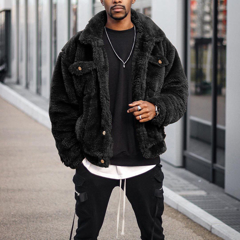 Herren Modische Teddyjacke mit verschließbaren Taschen und hoher Wärmeisolierung EB