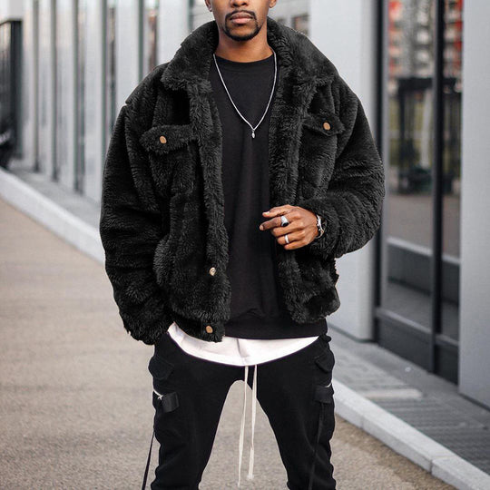 Herren Modische Teddyjacke mit verschließbaren Taschen und hoher Wärmeisolierung EB