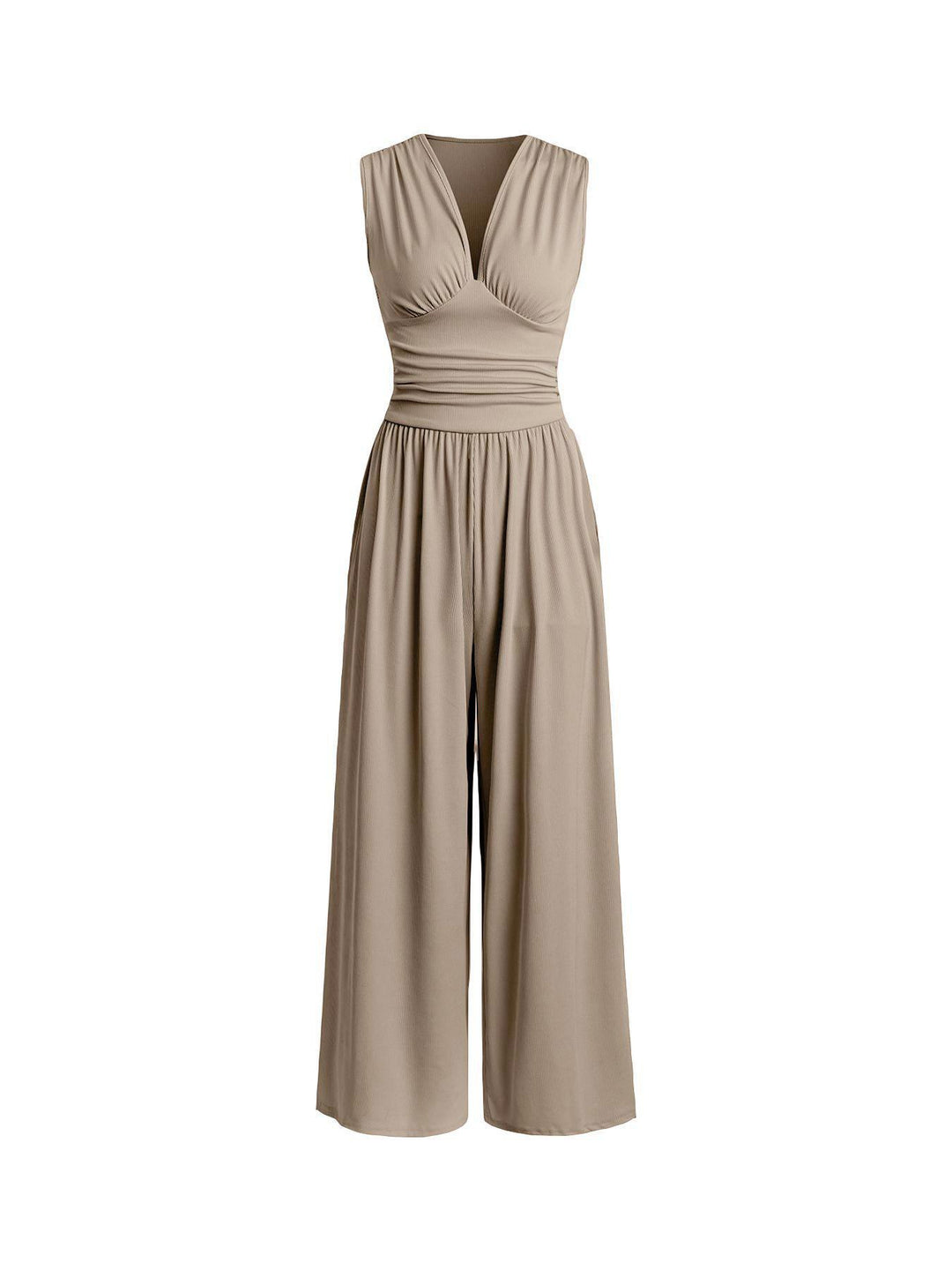 Damen Jumpsuit Palazzo Bein mit Taille