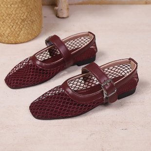 Damen modische Riemchen-Ballerinas mit Netzstruktur EB
