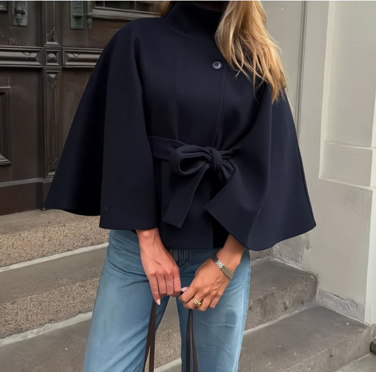 Damen elegante Überwurfjacke mit modernem Knopfdetail EB