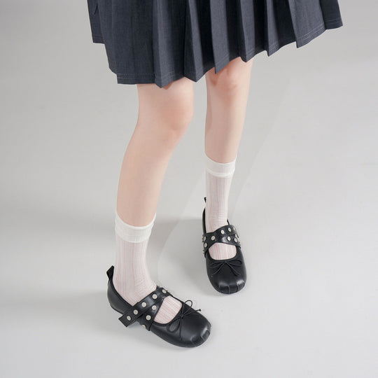 Damen Ballerinas mit modischem Schnallen- und Schleifendetail EB