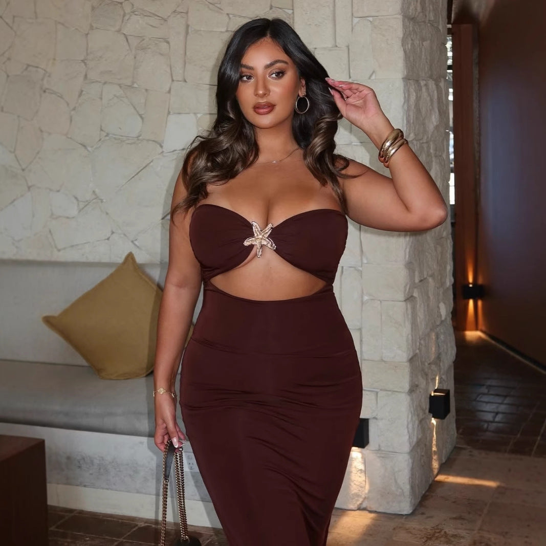 Damen Wickelkleid mit aufregendem Cut-Out und glamourösem Detail EB