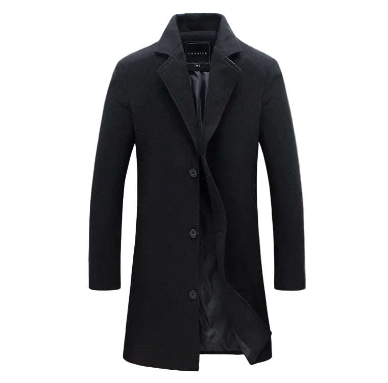 Herren eleganter Wollmantel mit klassischem Schnitt und praktischen Taschen EB
