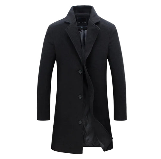 Herren eleganter Wollmantel mit klassischem Schnitt und praktischen Taschen EB