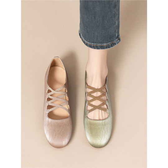 Damen flache Ballerinas mit elegantem Riemendesign EB