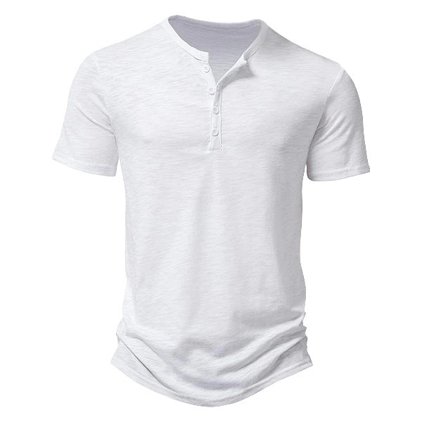 Herren Kurzarm Henley-Shirt mit dekorativen Knöpfen und atmungsaktiver Struktur EB
