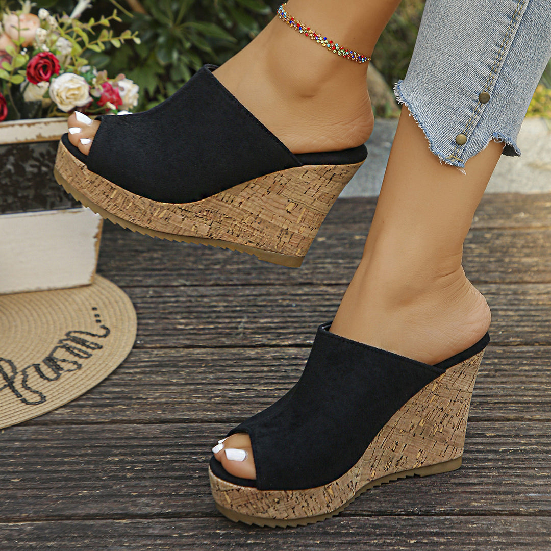 Damen Wedge-Pantoletten mit modischem Kork-Design und weichem Obermaterial EB