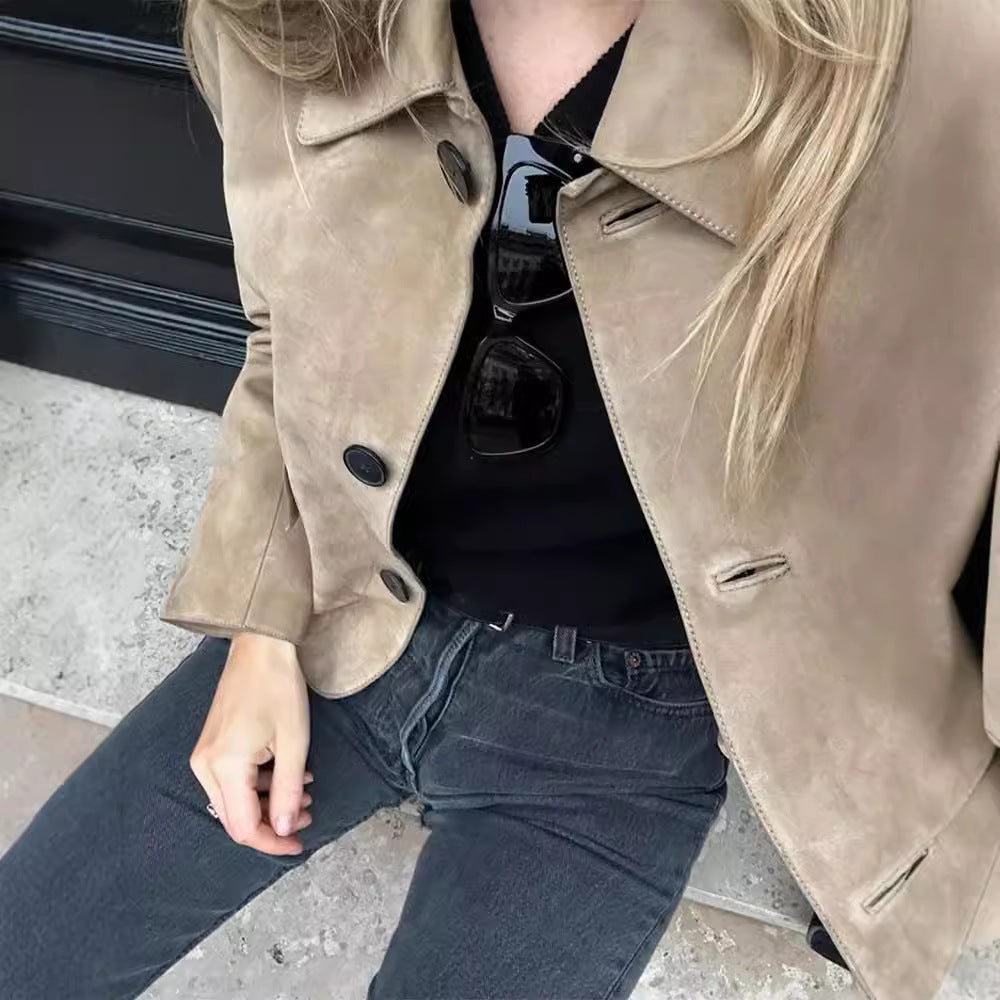 Damen Kunstleder Jacke mit strukturiertem Design EB