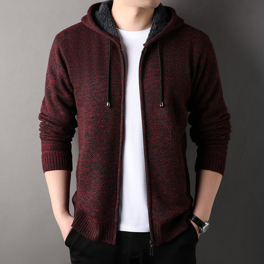 Herren modische Strickjacke mit Kapuze und weich gefüttertem Innenfutter EB
