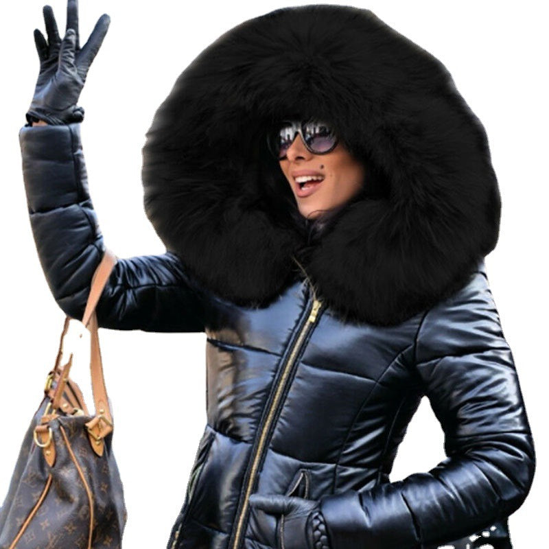 Damen Steppjacke mit luxuriösem Fellkragen und praktischen Taschen EB