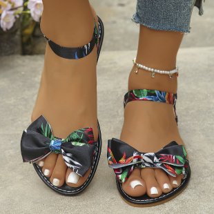 Damen Riemchen-Sandalen mit farbenfrohem Schleifen-Design EB
