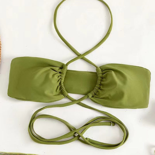 Damen Bikini-Set mit raffiniertem Wickeldesign und dekorativem Oberteil EB