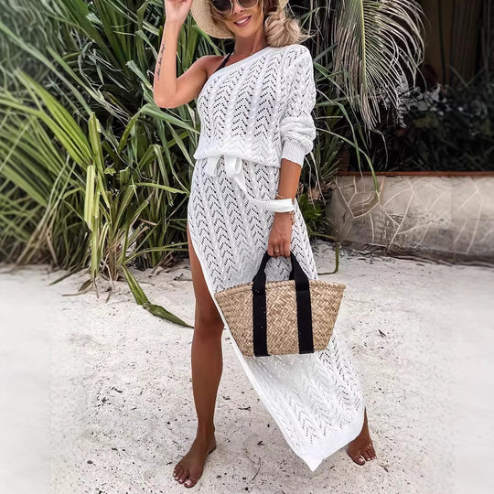 Damen Sommerliches Maxi-Kleid mit asymmetrischem Schnitt und lässigem Bindegürtel EB