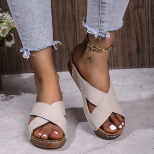 Damen Komfortable Wedge-Pantoletten mit anatomischem Fußbett EB