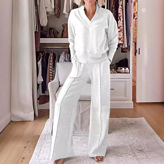 Damen Angesagtes Freizeit-Set mit weitem Schnitt und tiefem V-Ausschnitt EB