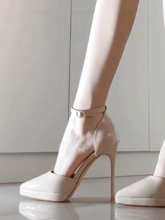 Damen Glamouröse Plateau-Pumps mit verstellbarem Knöchelriemen EB