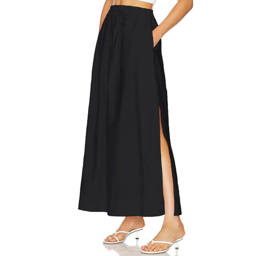 Damen maxilanger Rock mit elastischem Taillenbund und leichtem Material EB