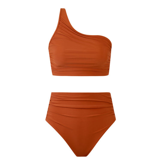 Damen Bikini-Set mit elegantem asymmetrischen Oberteil und hohem Taillenslip EB