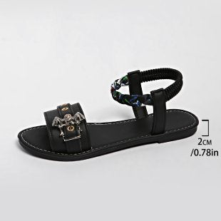 Damen modische Sandalen mit verstellbarem Riemchen und auffälligem Dekorelement EB