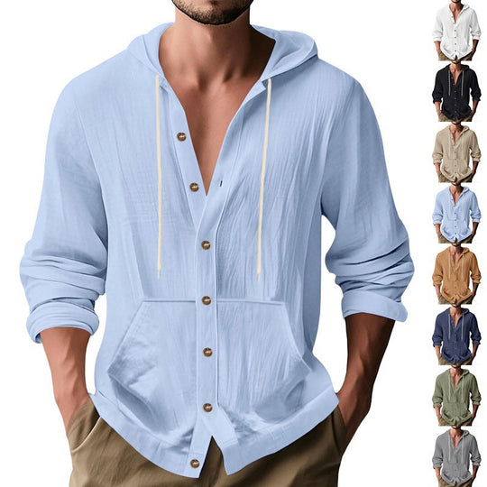 Herren lässiges Kapuzenshirt mit Knopfdetail und praktischen Taschen EB