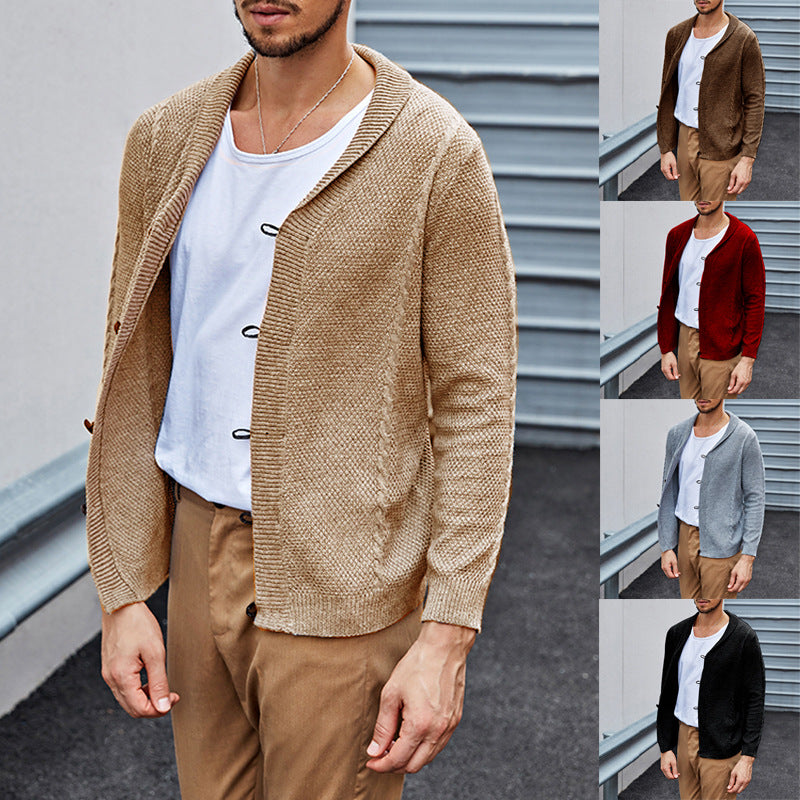 Herren lässiger Strickcardigan mit raffinierter Struktur und offenem Schnitt EB