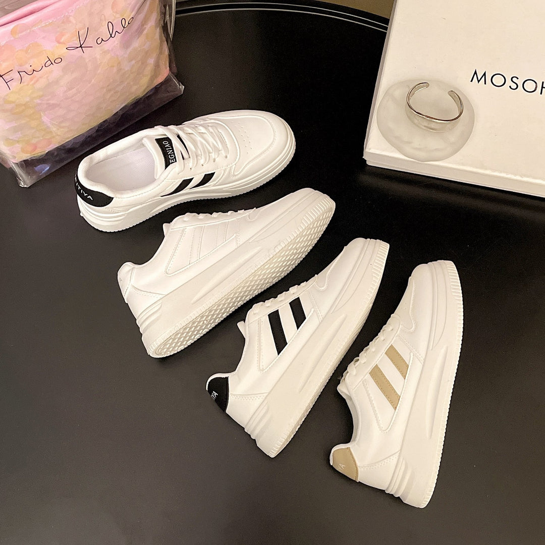 Damen Plattform Sneakers mit langlebiger Lederoberfläche und atmungsaktiver Dämpfung EB