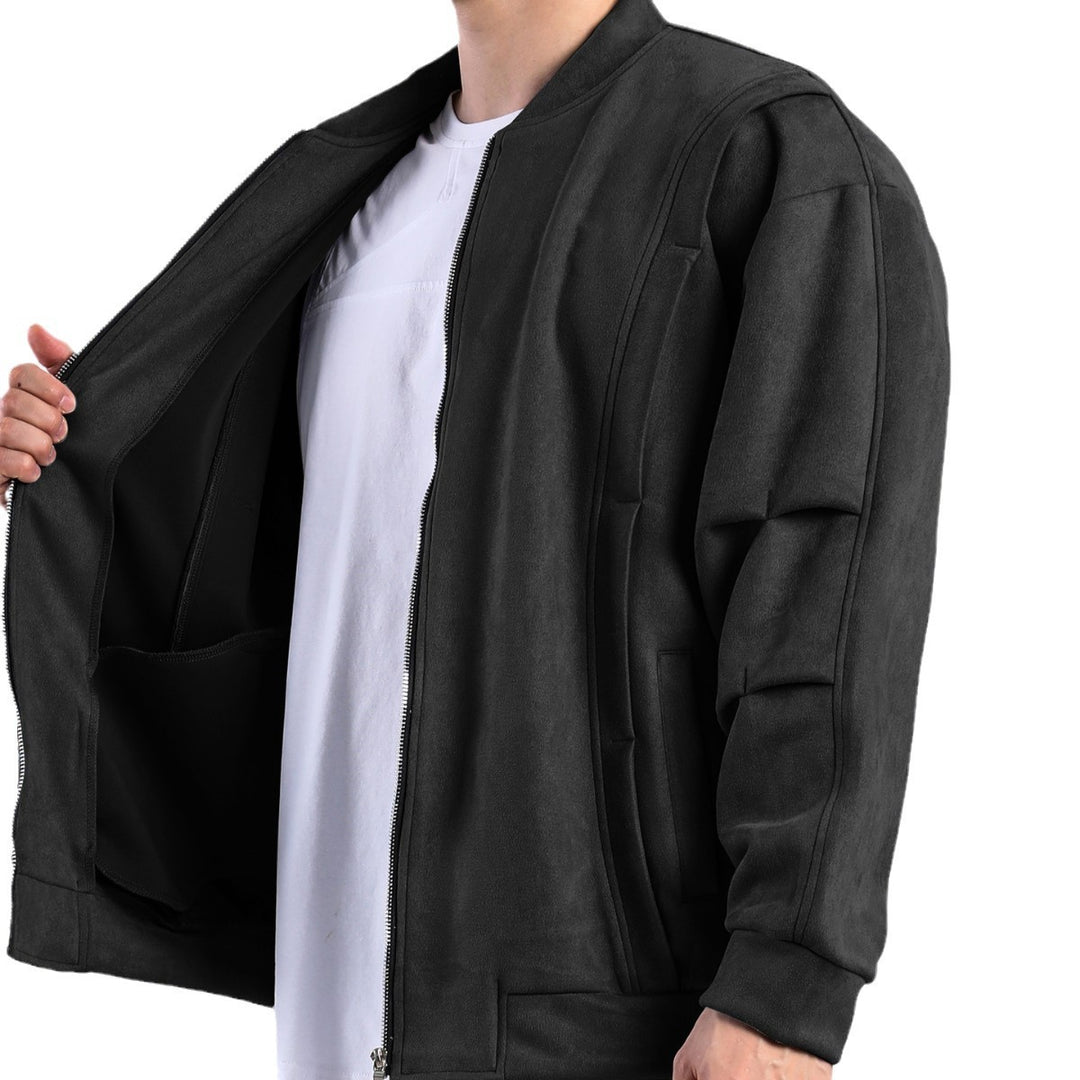 Damen stylische Oversize-Jacke aus weichem Kunstleder mit praktischen Taschen und durchgehendem Reißverschluss EB
