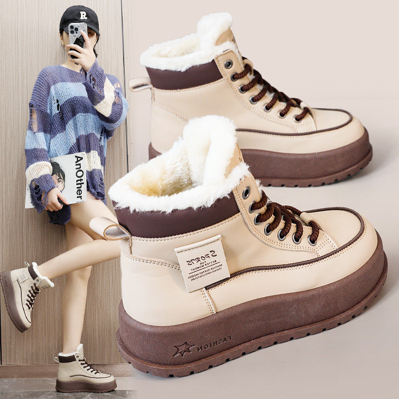 Damen hochgeschnittene Winterstiefel mit warmem Innenfutter und rutschfester Sohle EB