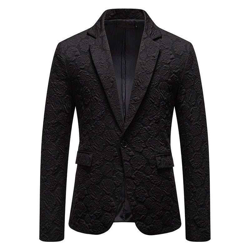 Herren nan strukturiertes Business-Sakko mit floraler Jacquardstruktur und Slim-Fit EB