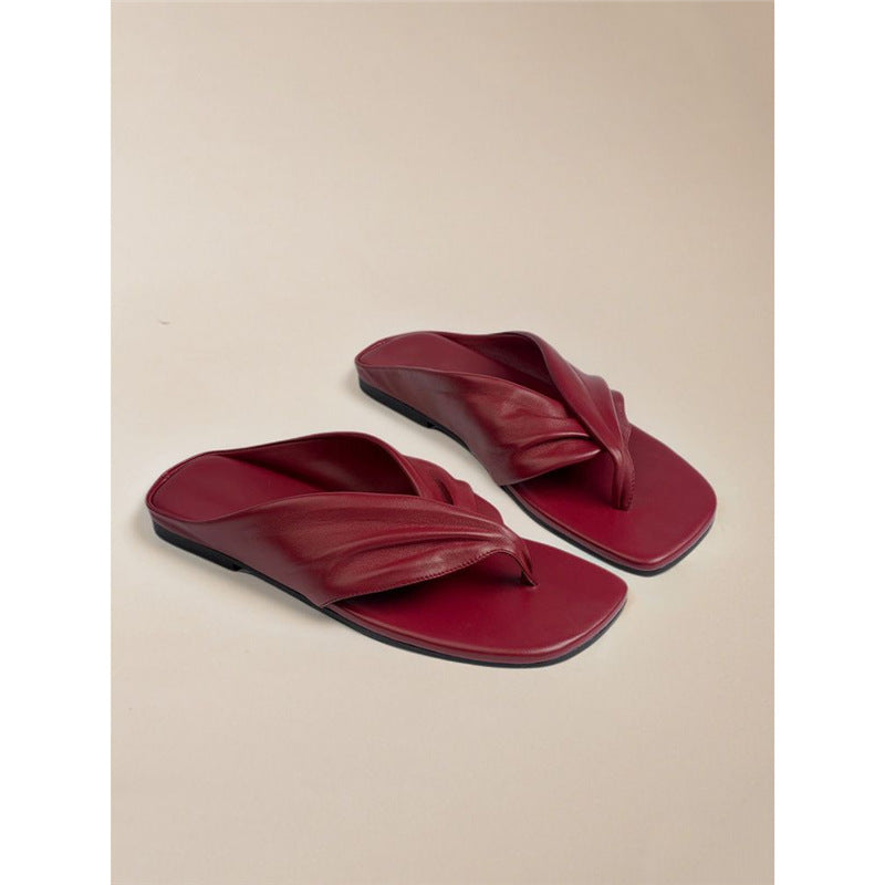 Damen elegante Zehentrenner-Sandalen mit raffiniertem Knotendesign EB