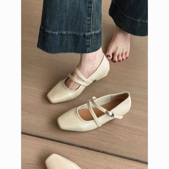 Damen elegante Mary Jane Schuhe mit doppeltem Riemchen und spitzem Zehenbereich EB
