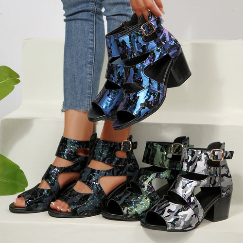 Damen Blockabsatz Sandalen EB