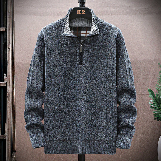 Herren strickpullover mit hohem Kragen und Reißverschluss EB