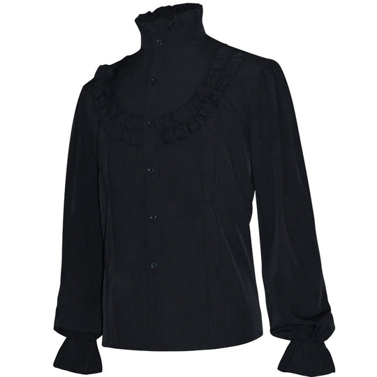 Herren nan lässiges Kurzarmshirt mit geschnürter V-Kehle, kurzem Stehkragen und weichem Baumwollmix Eb