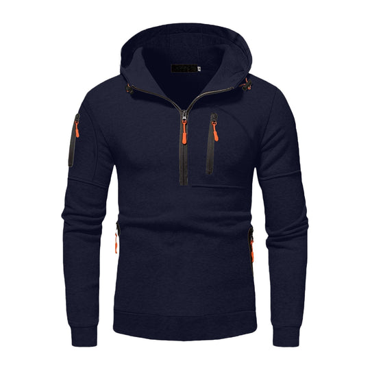 Herren funktionale Kapuzenjacke mit innovativem Halbreißverschluss EB
