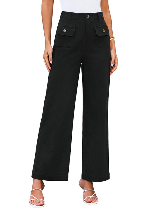 Damen Weit geschnittene Cargo-Hose mit praktischen Taschen und hohem Bund EB