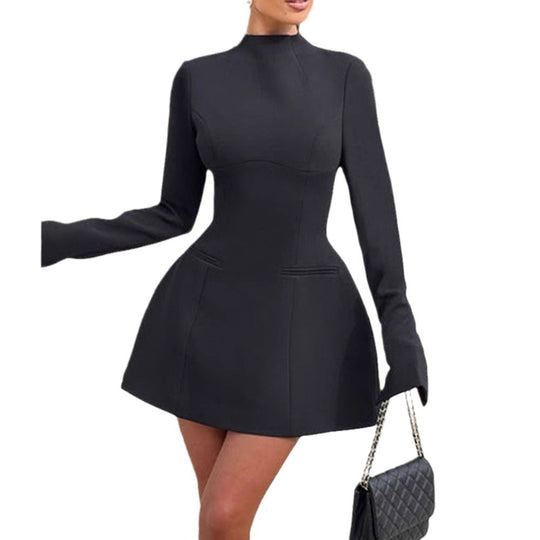 Damen Modisches Kurzkleid mit strukturiertem Design und eleganter Silhouette EB