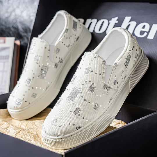 Damen elegante Slip-On Sneakers mit modischem Glitzerdesign EB