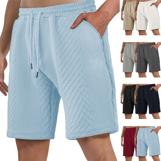 Herren nan strukturierte Lounge-Shorts mit Elastikbund Tunnelzug und seitlichen Eingrifftaschen EB