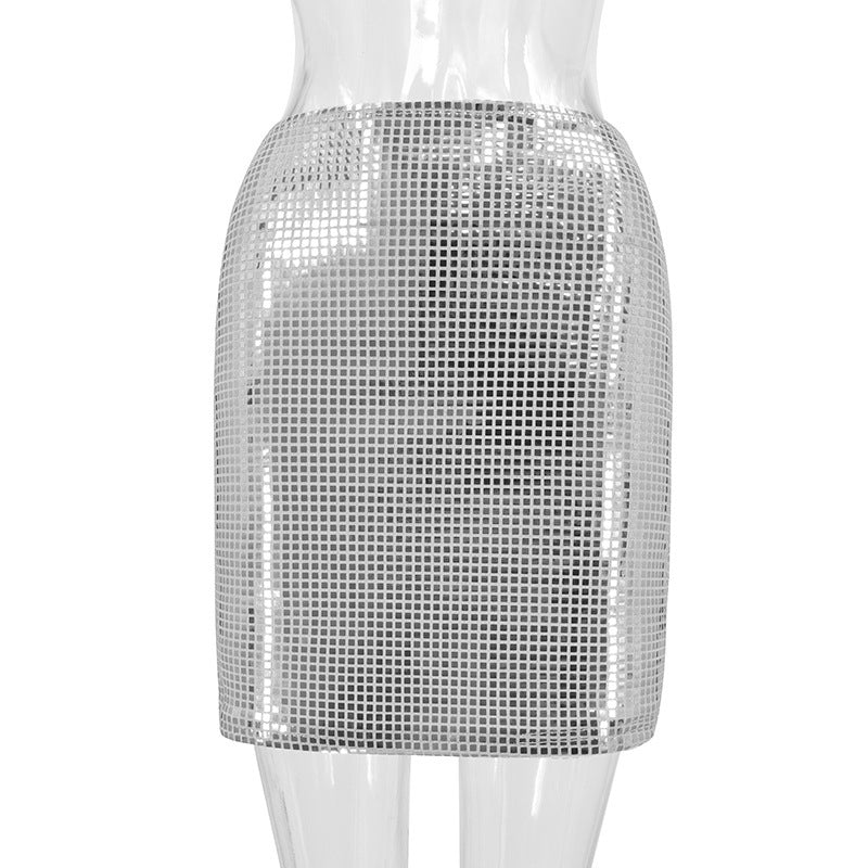 Damen Glitzernder Paillettenrock EB