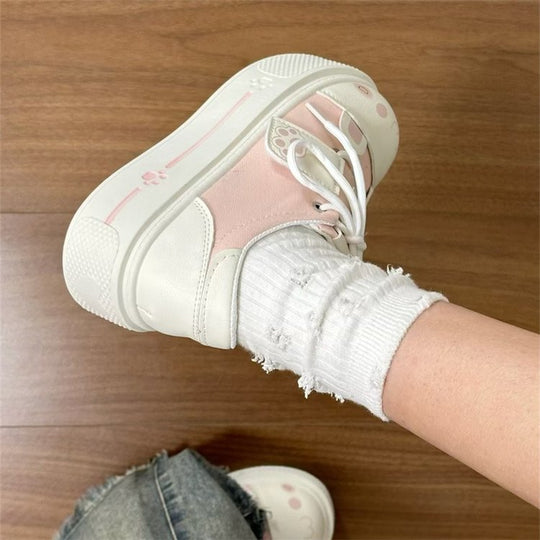 Damen Sneakers mit verspieltem Tiermotiv und bequemem Plateau-Heel EB