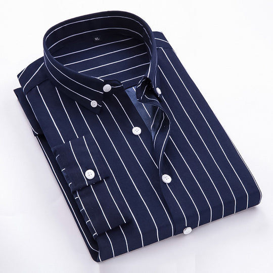 Herren nan gestreiftes Businesshemd mit Button-Down-Kragen und taillierter Silhouette EB