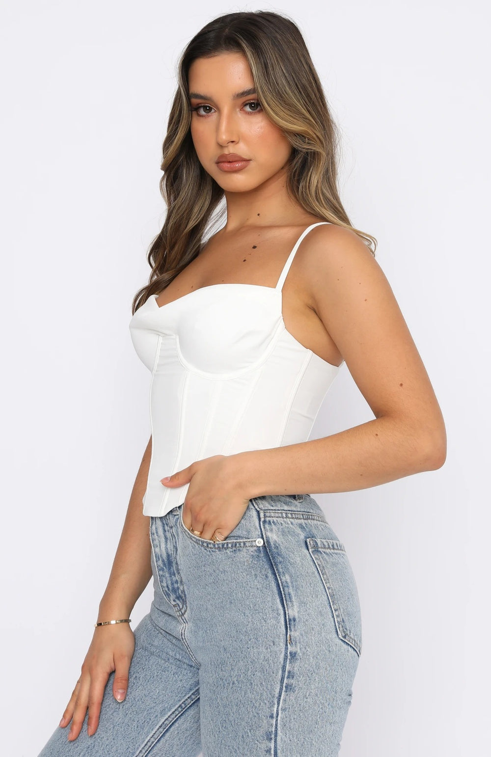 Damen Bustier-Oberteil mit Reißverschluss und feiner Raffung EB