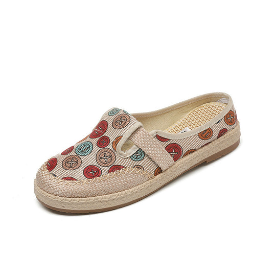 Damen Bequeme Slip-On Schuhe mit buntem Knopfdesign EB